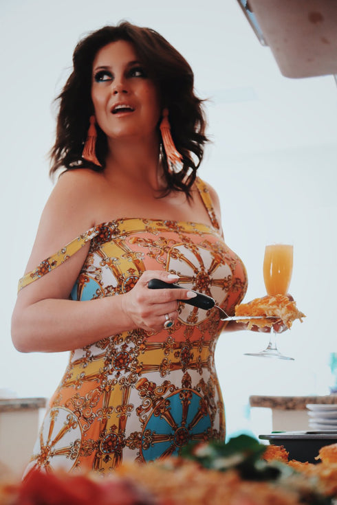 Chiara "Movie Colony" Robe en soie à imprimé technique